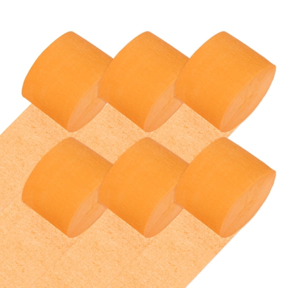 Uxcell 6-Rolls Crepe Paper Streamer, 492ft Crepe Streamers for Christmas Supplies [Orange-1.8 Inch x 82 Ft/Roll]