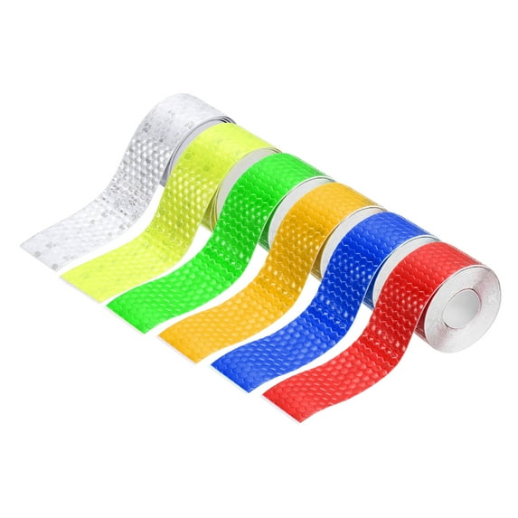 Uxcell 6 Rolls Reflective Tape 1" x 118" High Visibility Adhesive Stickers for Trailer Trucks Bike, Multicolor