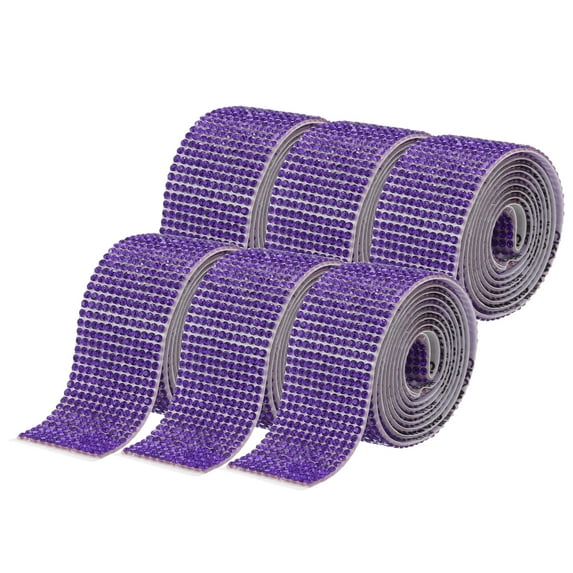 Uxcell 6pcs Self-Adhesive Rhinestone Ribbon for DIY Arts Crafts, Violet