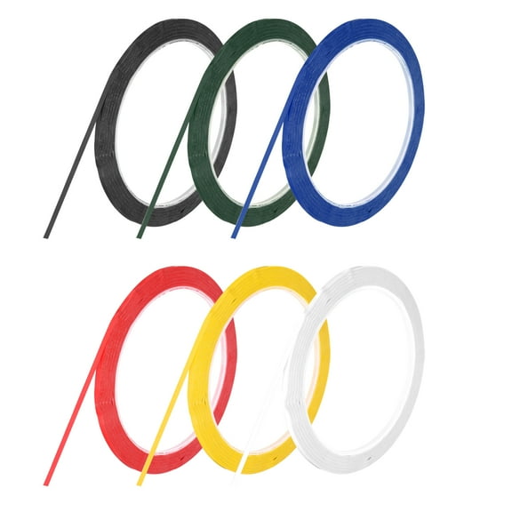 Uxcell 6 Rolls Whiteboard Tape Graphic Chart Tape 3mm 54.7 Yard Art Tape Thin Pinstripe Tape Masking Tape, Red, Green, Blue, Yellow, Black, White