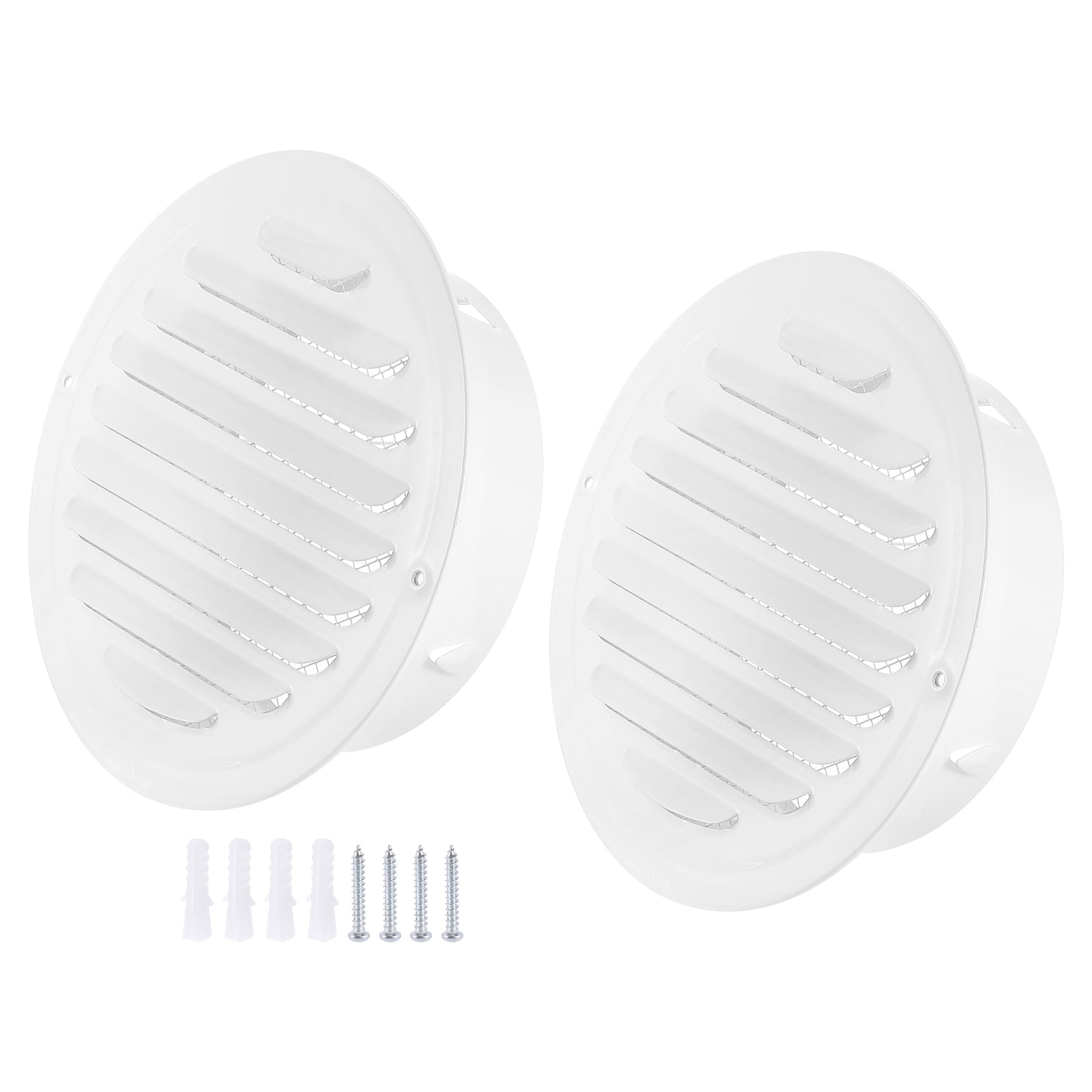 Uxcell 6" Round Air Vent Cover, 2Pcs 304 Stainless Steel Louvered Grill Screen Mesh Ducting Vent for Ventilation, White