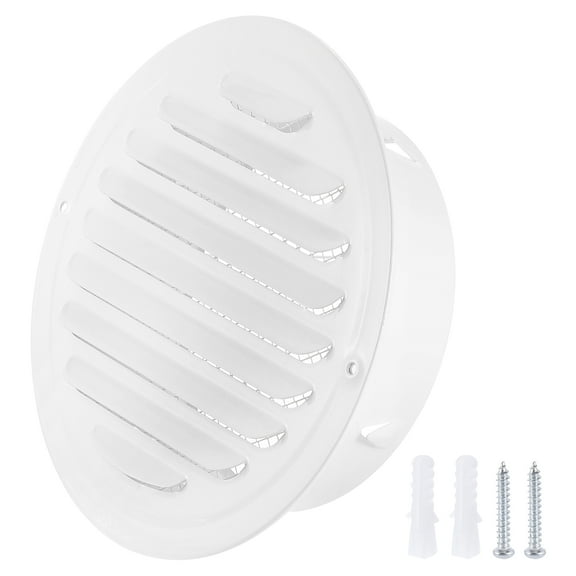Uxcell 6" Round Air Vent Cover, 304 Stainless Steel Louvered Grill Screen Mesh Ducting Vent for Ventilation, White