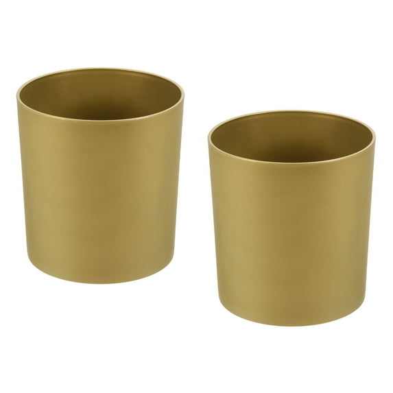 Uxcell 6" Round Plastic Planter Flowerpot Container Indoor Outdoor, Gold 2 Pack