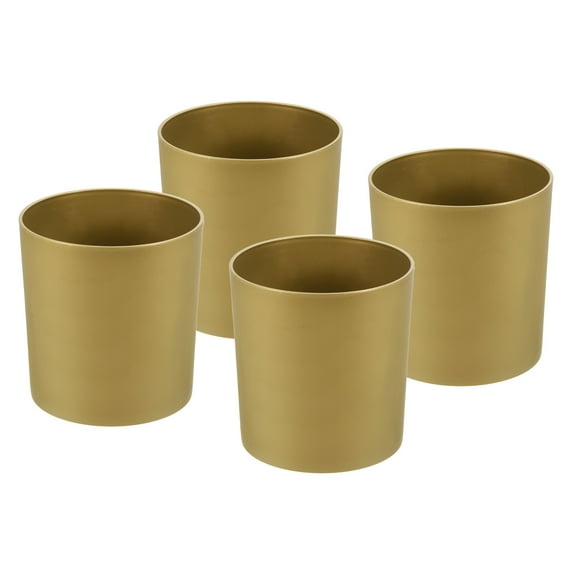 Uxcell 6" Round Plastic Planter Flowerpot Container Indoor Outdoor, Gold 4 Pack