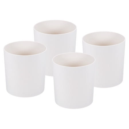 Uxcell 6" Round Plastic Planter Flowerpot Container Indoor Outdoor, White 4 Pack