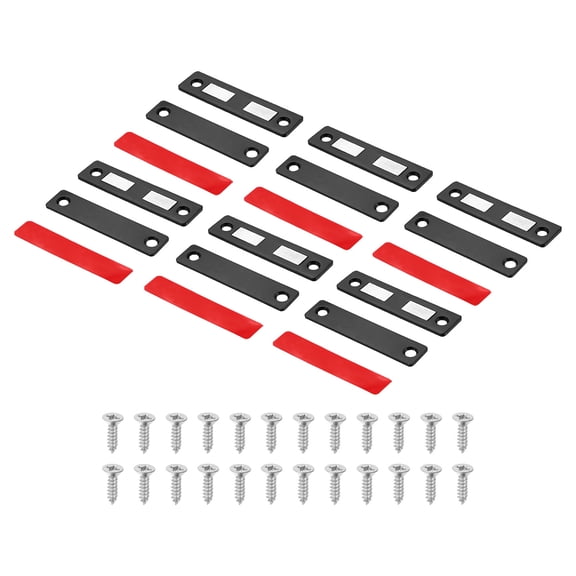 Uxcell 6 Set Cabinet Door Catch, Ultra Thin Magnetic Cabinet Latch Lock Metal with Screw for Cupboard Kitchen Closet Door,  Black