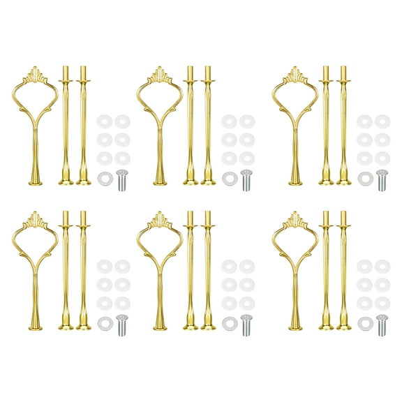 Uxcell 6 Set Cake Tray Stand Handle Plate Hardware Fitting, 3-Tiers Crown Gold