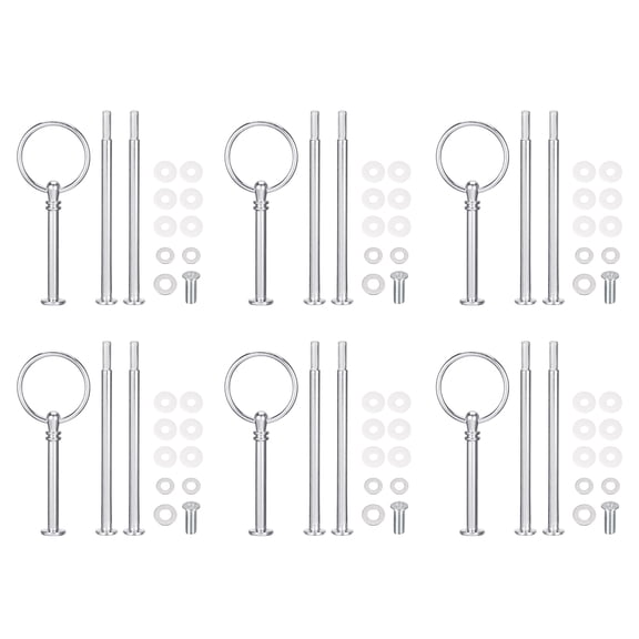 Uxcell 6 Set Cake Tray Stand Handle Plate Hardware Fitting, 3-Tiers Round Silver