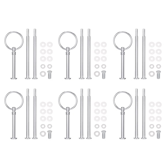Uxcell 6 Set Cake Tray Stand Handle Plate Hardware Fitting, 3-Tiers Round Silver