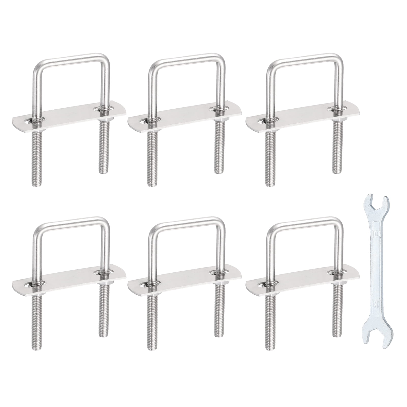 Uxcell 6 Sets M6 Square U-Bolts, 1.42" Inner Width 2.76" Length 304 Stainless Steel U Clamp Bolts with Nuts, Plates and Wrench