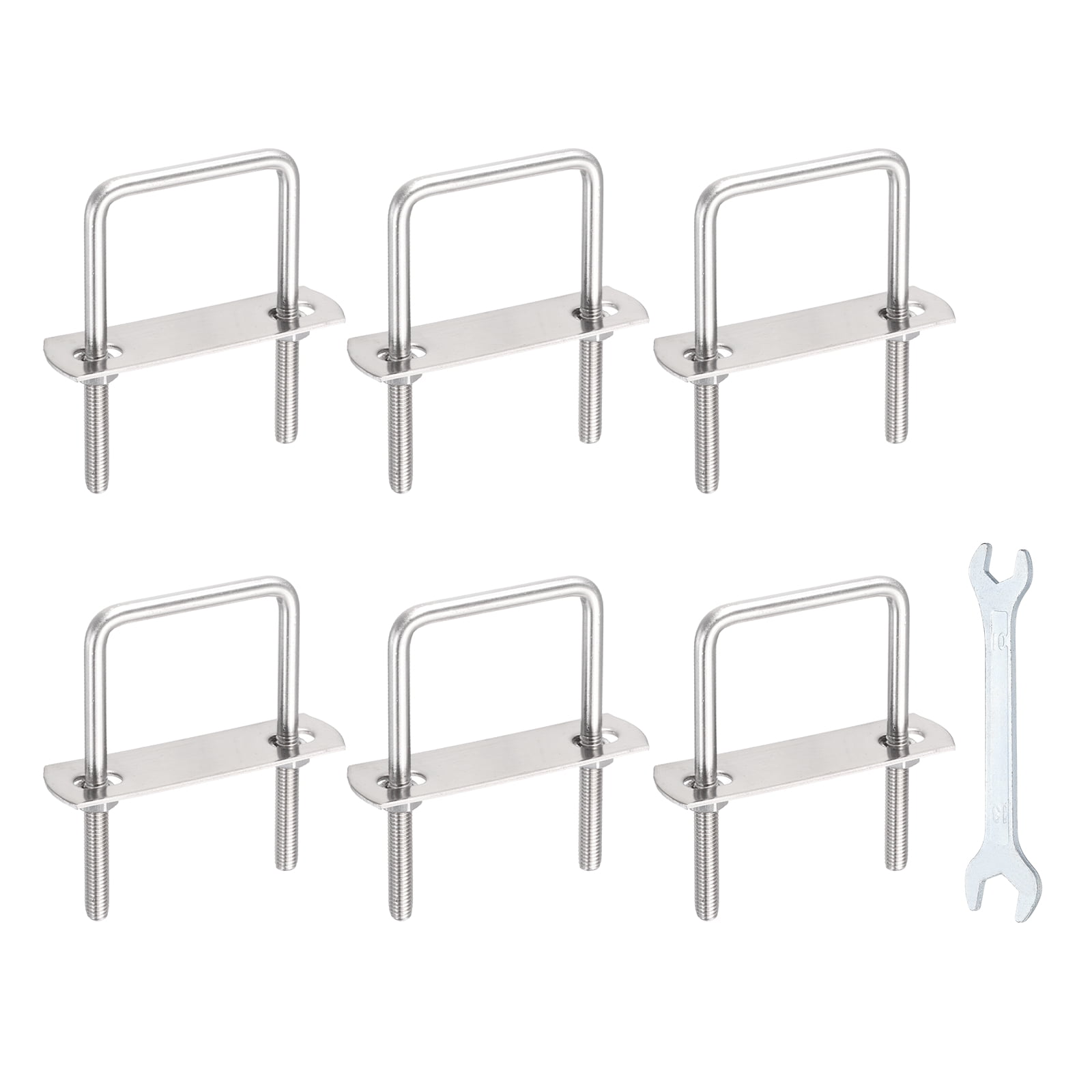 Uxcell 6 Sets M6 Square U-Bolts, 1.61" Inner Width 3.15" Length 304 Stainless Steel U Clamp Bolts with Nuts, Plates and Wrench