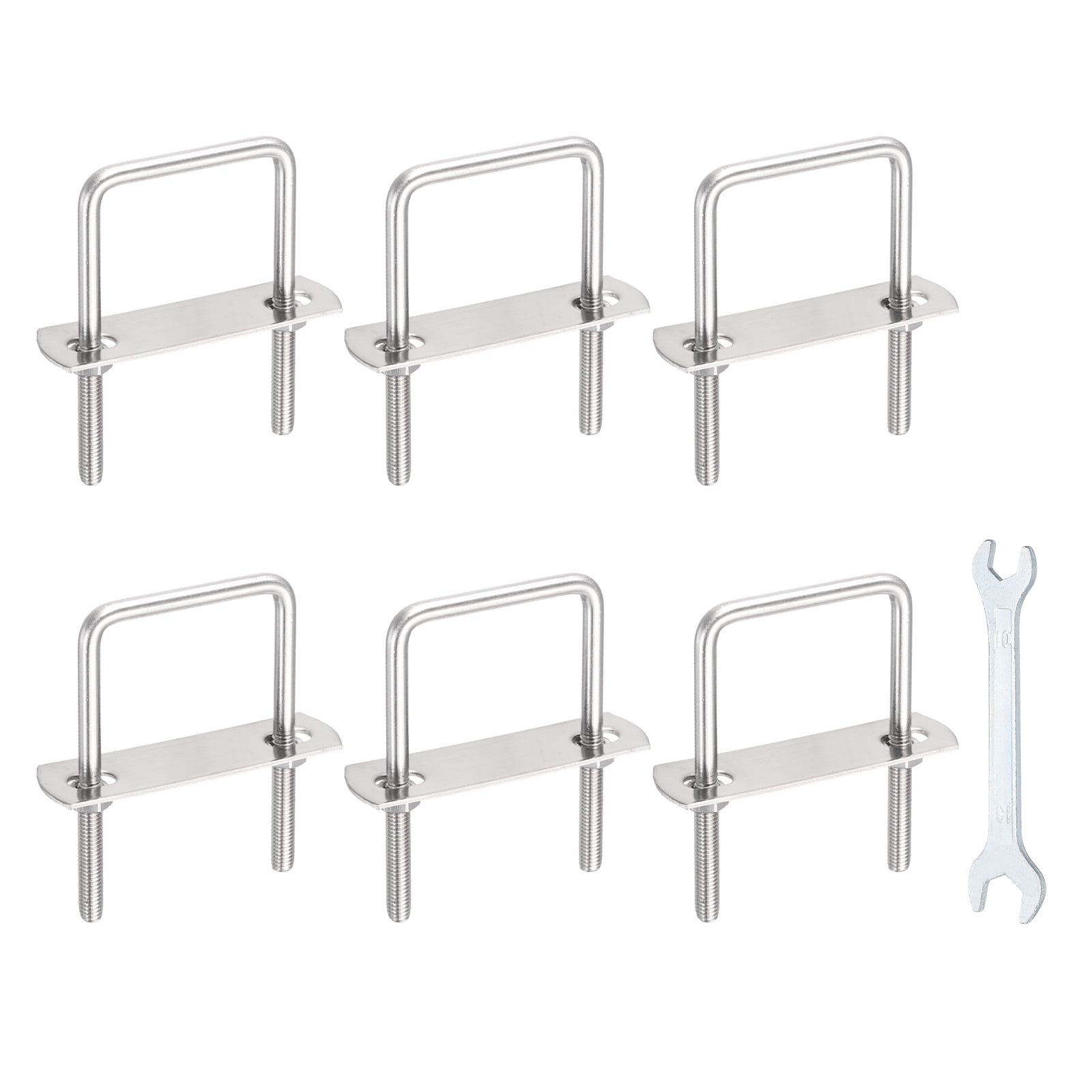 Uxcell 6 Sets M6 Square U-Bolts, 2.01" Inner Width 3.15" Length 304 Stainless Steel U Clamp Bolts with Nuts, Plates and Wrench