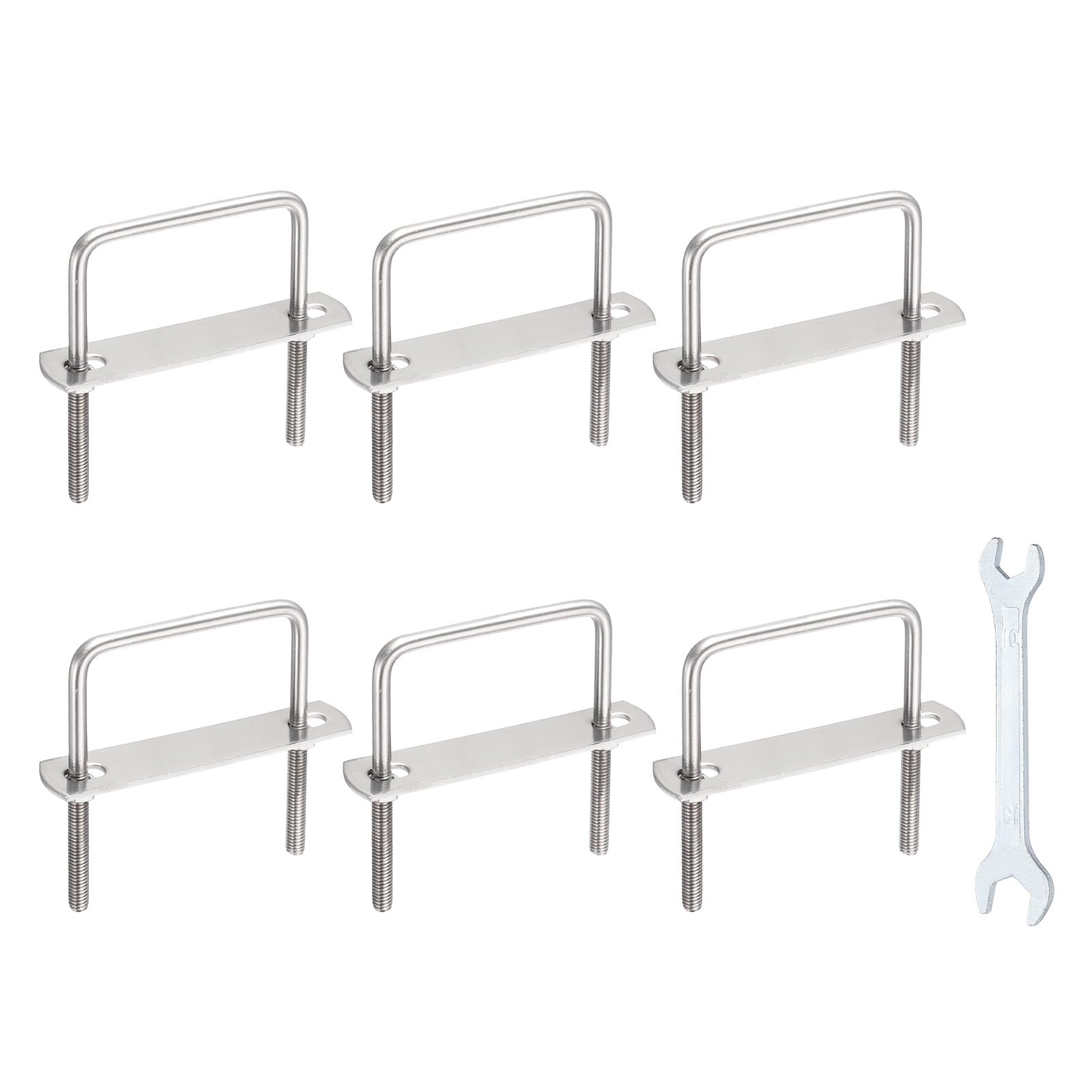 Uxcell 6 Sets M6 Square U-Bolts, 2.6" Inner Width 3.15" Length 304 Stainless Steel U Clamp Bolts with Nuts, Plates and Wrench