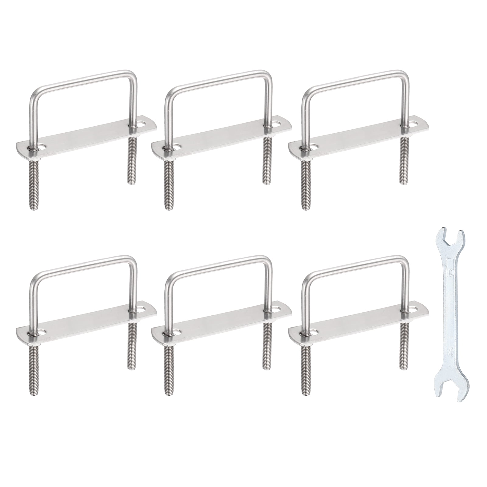 Uxcell 6 Sets M8 Square U-Bolts, 2.01" Inner Width 1.97" Length 304 Stainless Steel U Clamp Bolts with Nuts, Plates and Wrench
