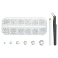 thumbnail image 1 of Uxcell 6 Sizes Glass Flatback Rhinestones with Tweezers Picking Pen, Crystal AB, 1 of 6