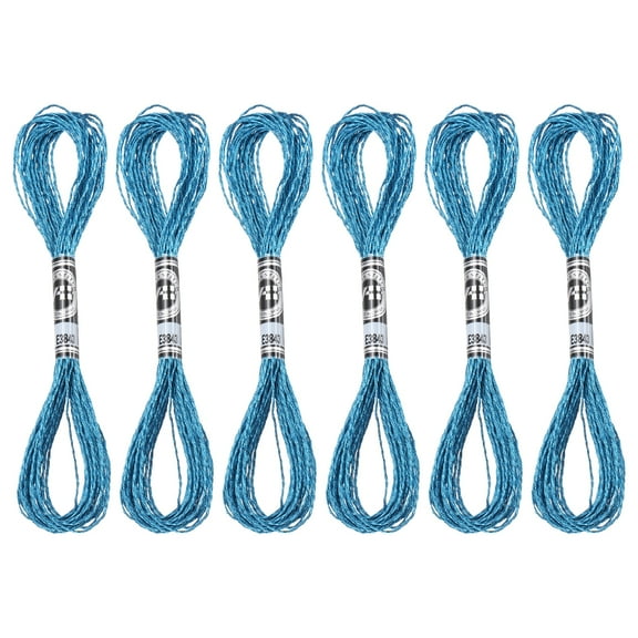Uxcell 6 Skeins Embroidery Floss, Metallic Embroidery Thread Blue
