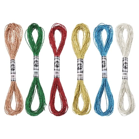 Uxcell 6 Skeins Embroidery Floss, Metallic Embroidery Thread 6 Colors