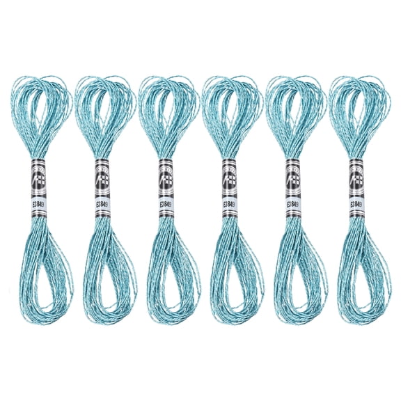 Uxcell 6 Skeins Embroidery Floss, Metallic Embroidery Thread Sky Blue