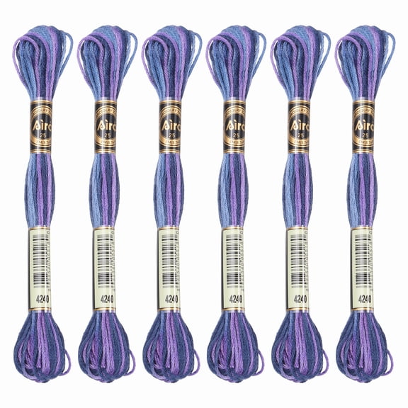 Uxcell 6 Skeins Embroidery Floss, Polyester Embroidery Threads Dark Purple