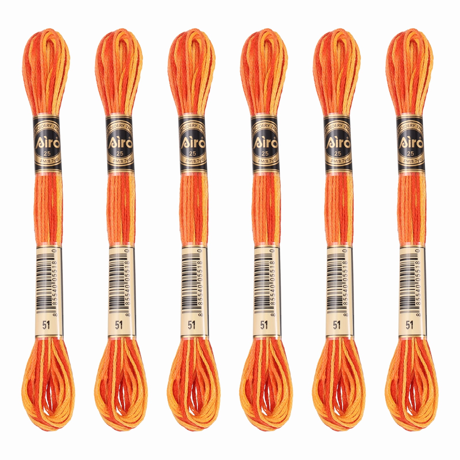 Uxcell 6 Skeins Embroidery Floss, Polyester Embroidery Threads Orange ...
