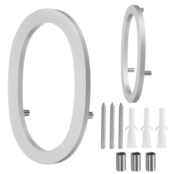 Uxcell 6" Solid Aluminum Floating House Numbers for Outside Address(Number 0, Silver)