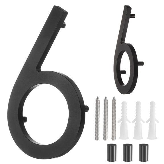 Uxcell 6" Solid Aluminum Floating House Numbers for Outside Address(Number 6, Black)