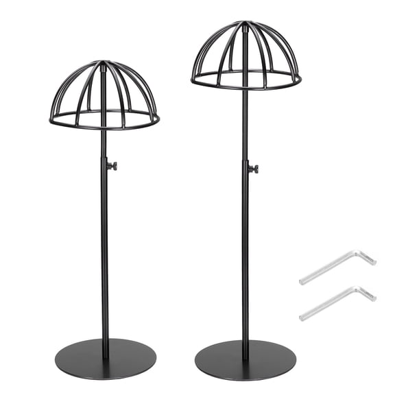 Uxcell 6" Stainless Steel Hat Display Stand Adjustable Height Wigs Head for Display Hats 2 Pcs Black