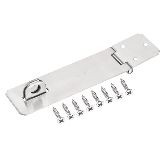 Uxcell 6'' Stainless Steel Thick Door Latch Hasp Lock Padlock with Screws, Silver