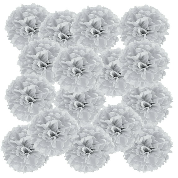 Uxcell Tissue Pom Poms Flowers Paper Flower Ball for Party Backdrop Decoration Silver 6"