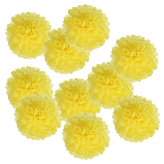 Uxcell 6" Tissue Pom Poms Paper Flowers Ball Wedding Party Decoration, Yellow 10 Pack
