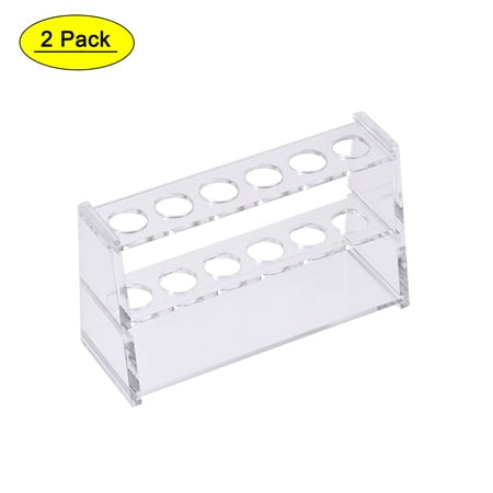 Uxcell 6-Well Acrylic Test Tube Holder Rack Clear for 10ml Centrifuge Tubes 2 Pack