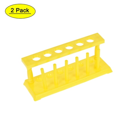 Uxcell 6 Wells 6 Pins Test Tube Holder Rack Yellow for 18-21mm Tube 2 Pack