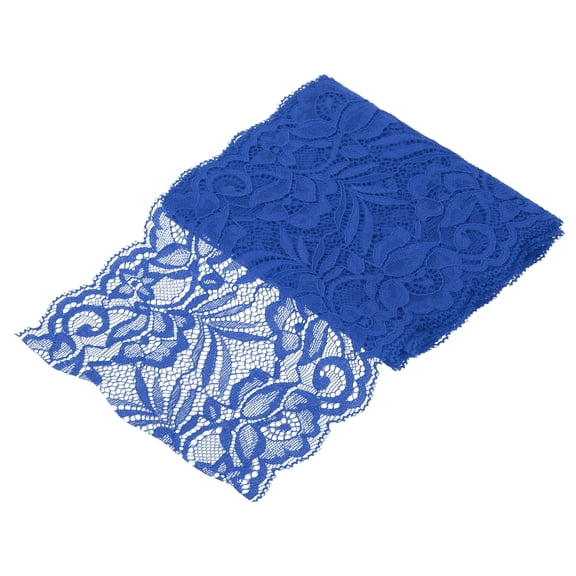 Uxcell 6" Wide 3 Yard Elastic Lace Ribbon Blue Floral Pattern Lace Trim