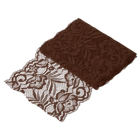Uxcell 6" Wide 3 Yard Elastic Lace Ribbon Dark Brown Floral Pattern Lace Trim