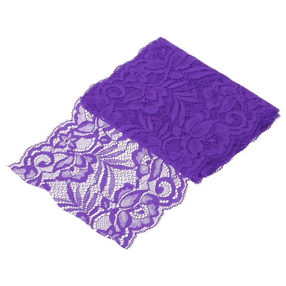 Uxcell 6" Wide 3 Yard Elastic Lace Ribbon Dark Purple Floral Pattern Lace Trim