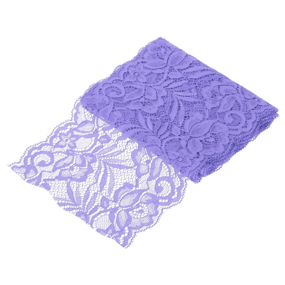 Uxcell 6" Wide 3 Yard Elastic Lace Ribbon Light Purple Floral Pattern Lace Trim