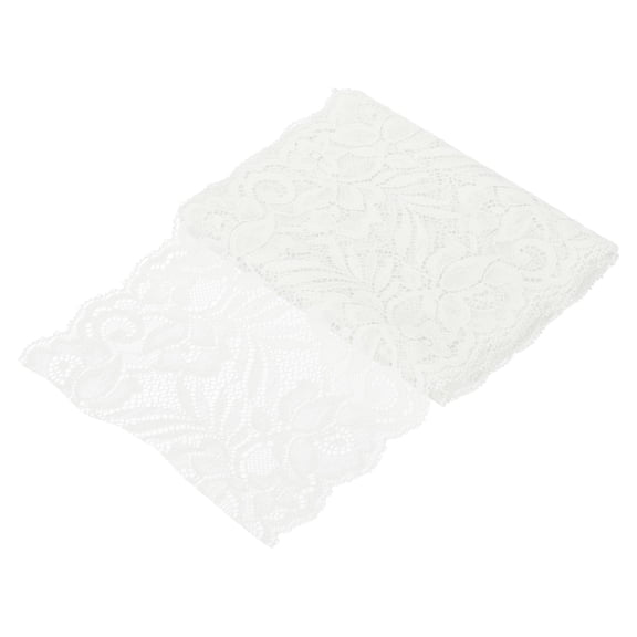 Uxcell 6" Wide 3 Yard Elastic Lace Ribbon Light White Floral Pattern Lace Trim