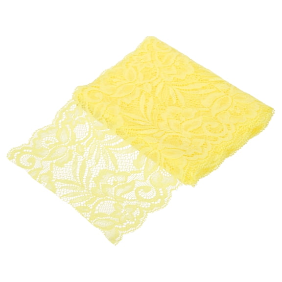 Uxcell 6" Wide 3 Yard Elastic Lace Ribbon Light Yellow Floral Pattern Lace Trim