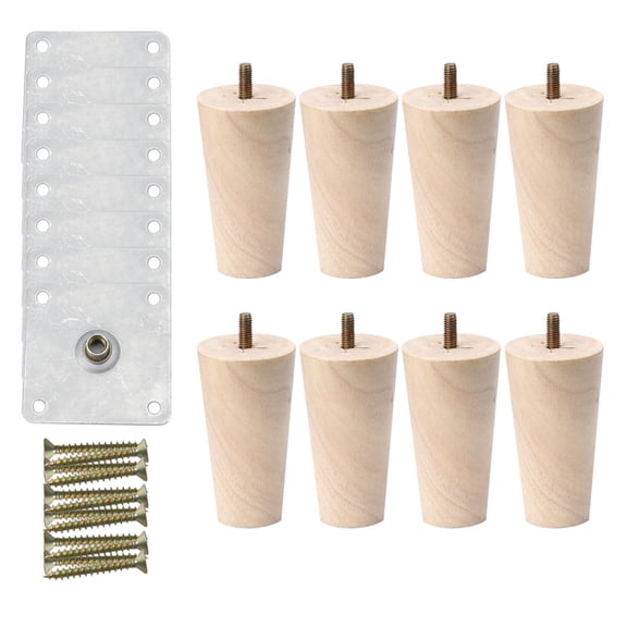 Uxcell 6" Wood Furniture Leg Chair Couch Desk Feet Round Leg Replacement 4 Pack