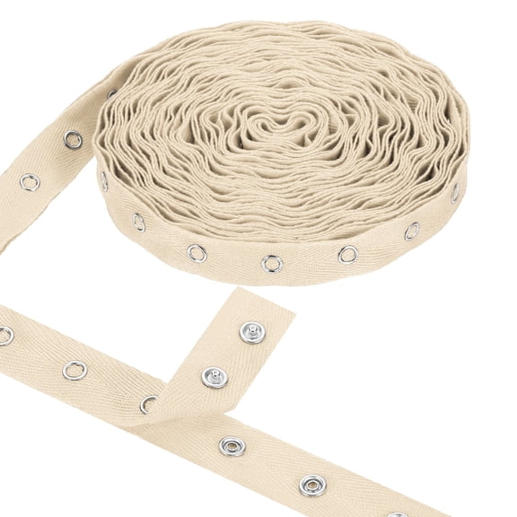Uxcell 6 Yards Metal Snap Tape for Sewing by Yards Snap Buttons for Clothes, Metal Button Tape Ribbon Cotton Sew on Snaps Strips Fastener for Clothing, 0.78" Width, Beige