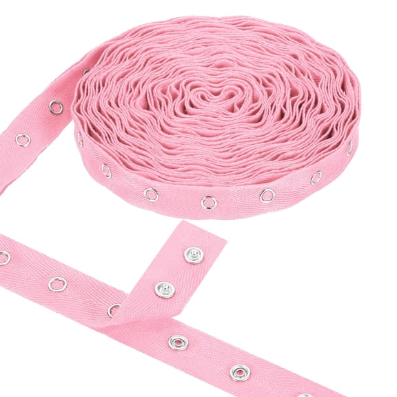 Uxcell 6 Yards Metal Snap Tape for Sewing by Yards Snap Buttons for Clothes, Metal Button Tape Ribbon Cotton Sew on Snaps Strips Fastener for Clothing, 0.78" Width, Pink