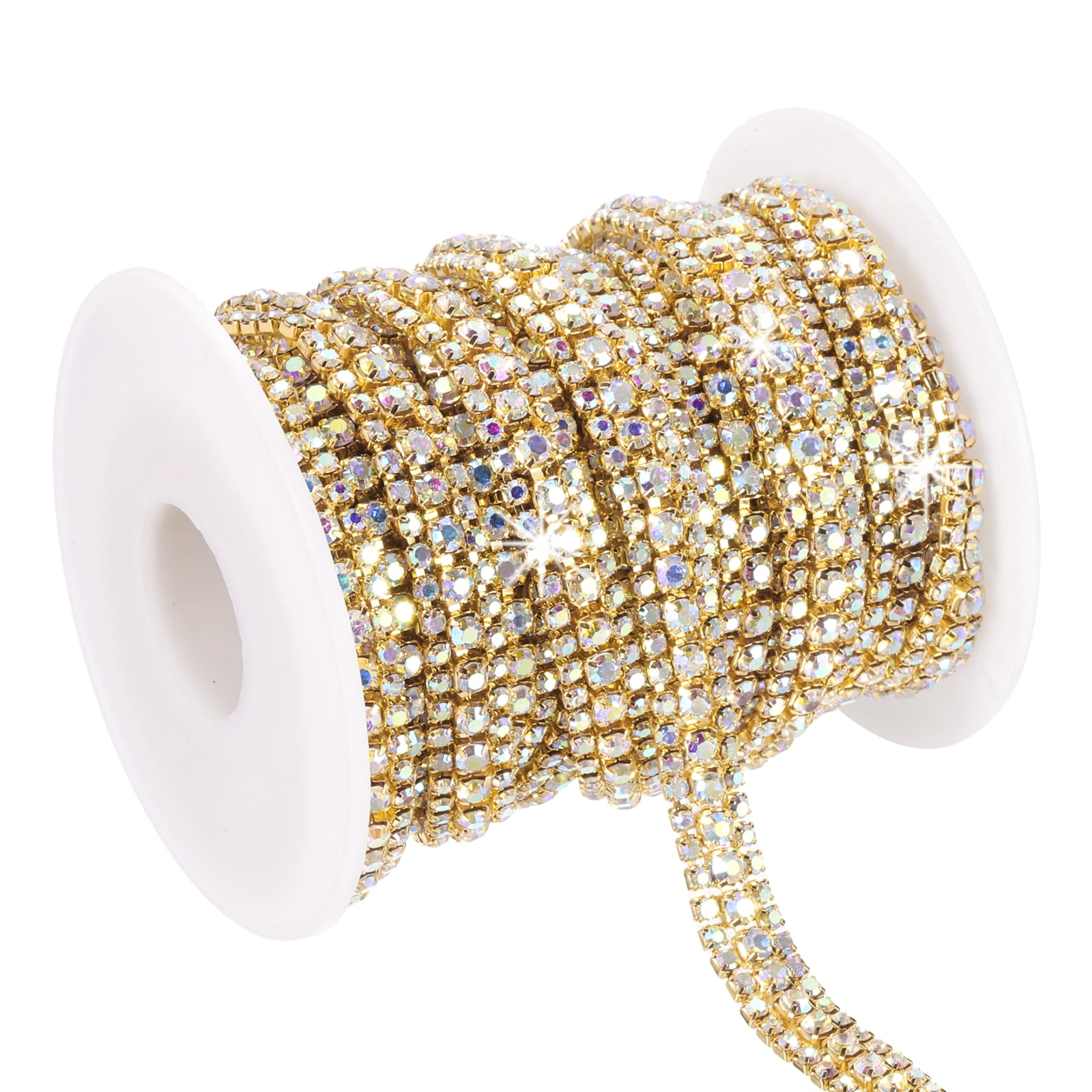 Chain 3 Rows Uxcell 6 Yards Rhinestone Chain Roll, 3 Rows Crystal Close Chain Bling ...