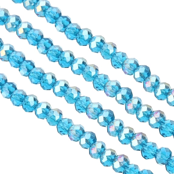 Uxcell 6 mm Briolette Rondelle Glass Beads, Small Round Faceted Crystal Bead, Blue 10Pack