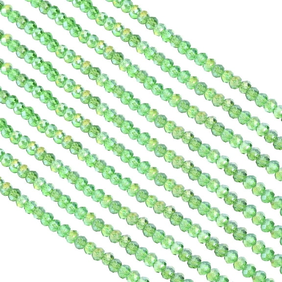 Uxcell 6 mm Briolette Rondelle Glass Beads, Small Round Faceted Crystal Bead, Green 10Pcs
