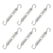 Uxcell 6 pack M6 Hook and Hook Turnbuckles Wire Rope Tension, 304 Stainless Steel Turnbuckle Adjustable Cable Tensioner