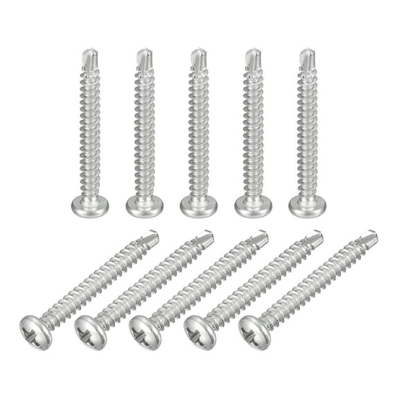 Uxcell #6 x 1-1/4" Self Drilling Screws, 50 Pack Phillips Pan Head Self Tapping Screws