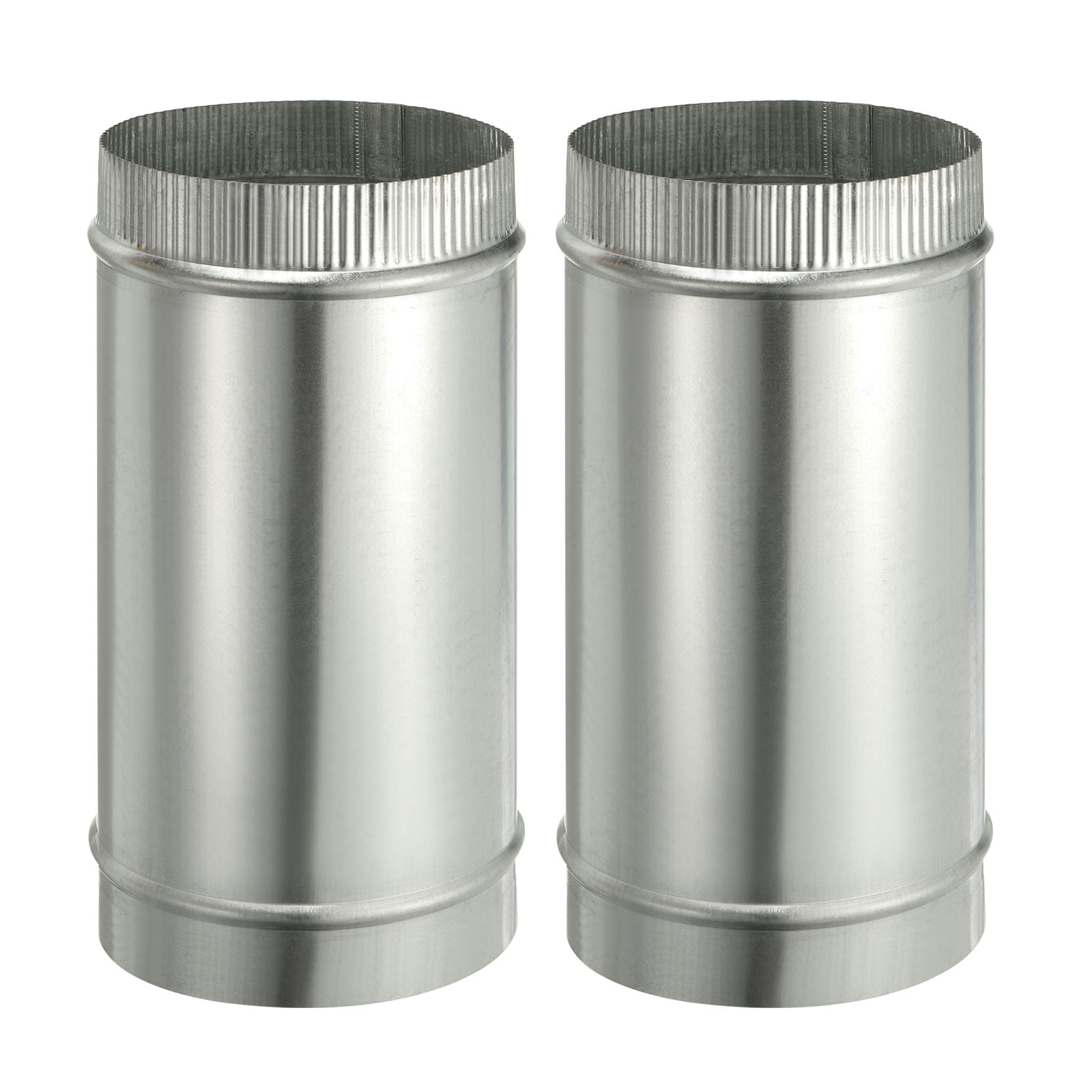 Uxcell 6 x 12 Inch Round Dryer Duct, 2PCS Galvanized Steel Crimped Straight Air Vent Duct Extension Coupler Pipe Adapter Connector for HVAC Dryer Hood Ventilation Chimney, Silver