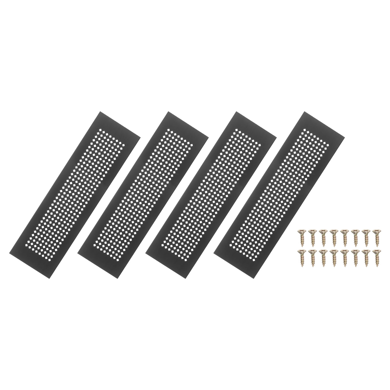 Uxcell 6 x 2 Inch Door Air Vent Cover, 3 Pcs Aluminum Grille Ventilation Cover Louvered Diamond Hole with Screws, Black