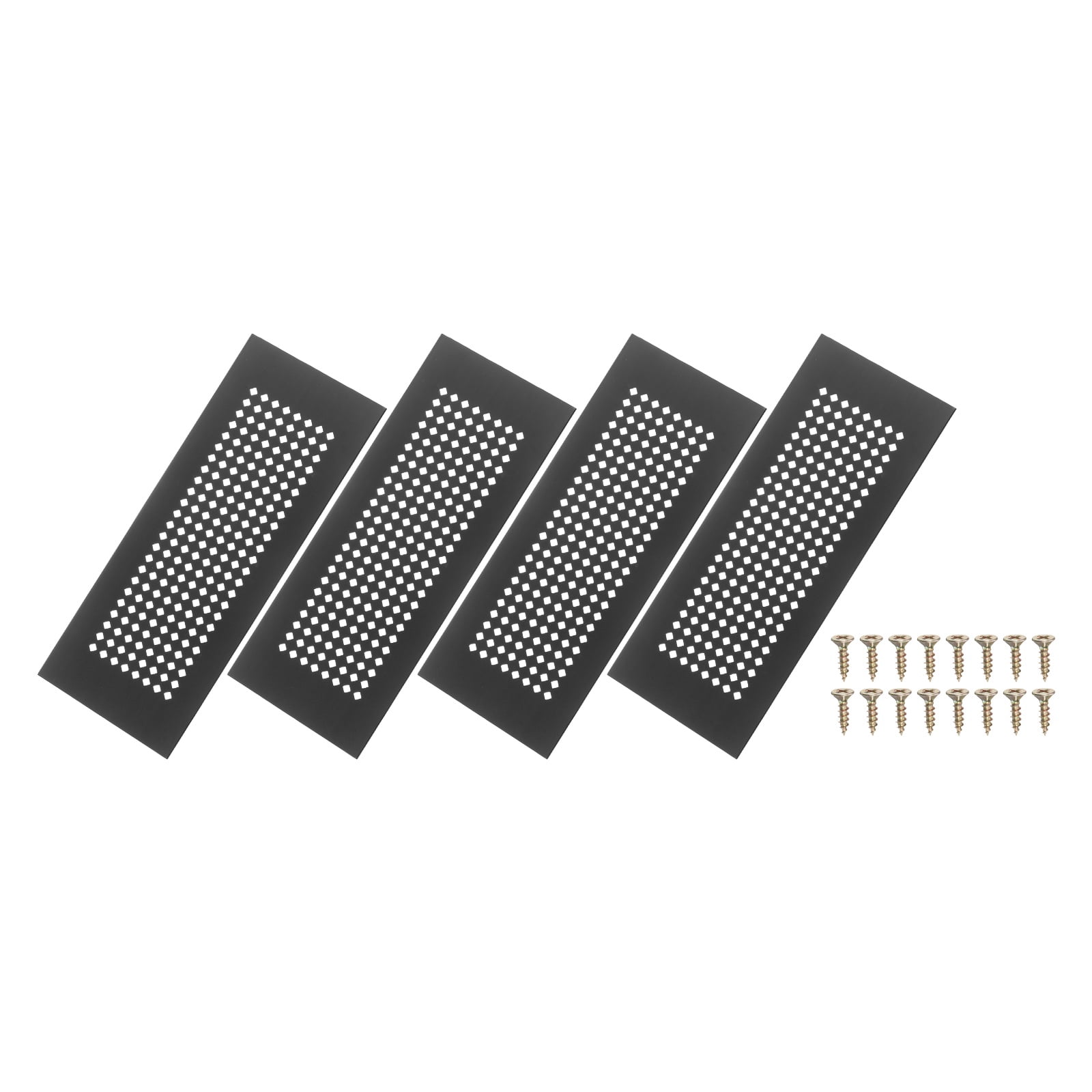 Uxcell 6 x 2 Inch Door Air Vent Cover, 3 Pcs Aluminum Grille Ventilation Cover Louvered Diamond Hole with Screws, Black
