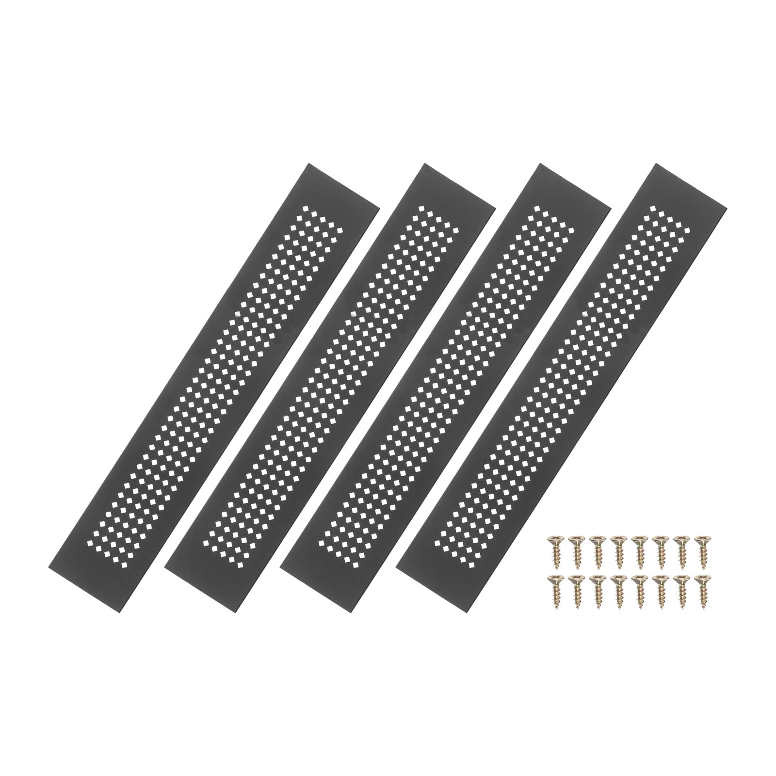 Uxcell 6 x 2 Inch Door Air Vent Cover, 3 Pcs Aluminum Grille Ventilation Cover Louvered Diamond Hole with Screws, Black